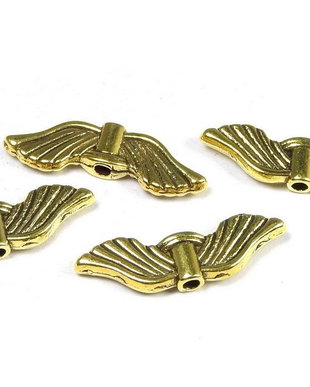 Margele din metal, auriu antichizat, aripi, 6.5x21 mm