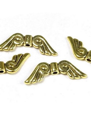 Margele din metal, auriu antichizat, aripi, 5x15.5 mm
