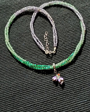 Colier argint X3 ametist light labradorit verde aventurin verde charm argint emailat floare minimalist boho chic multicolor nuante trendy