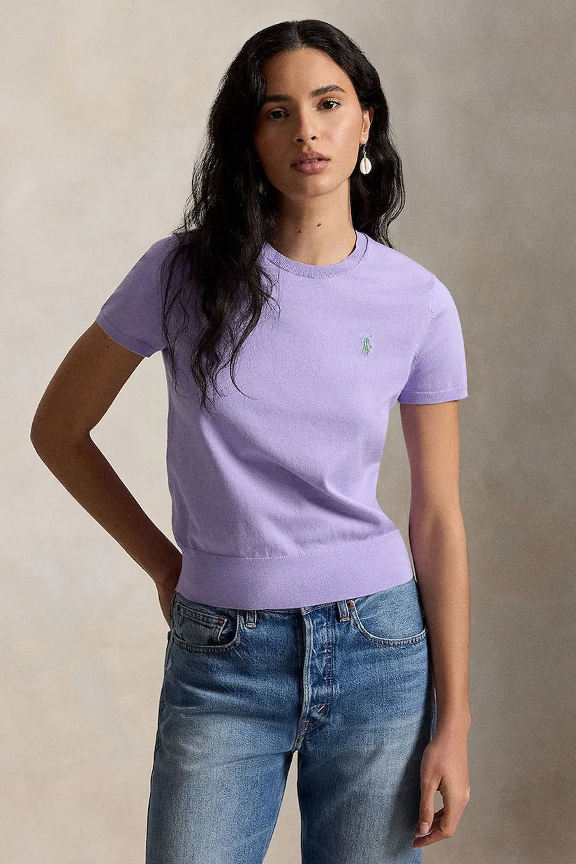 Polo Ralph Lauren pulover cu mânecă scurtă pentru femei cu bumbac