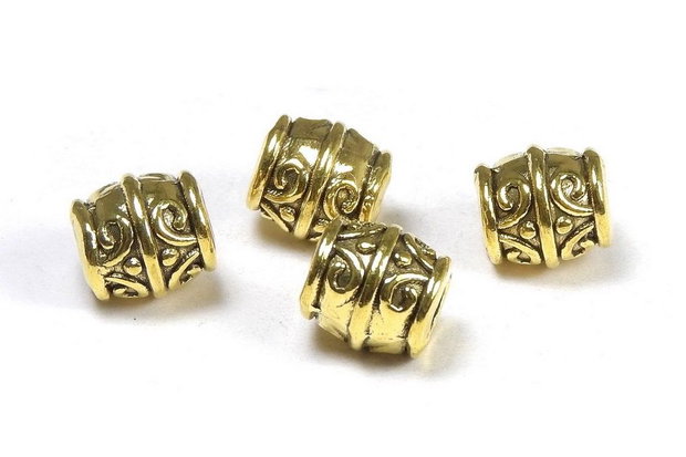 Margele din metal, auriu antichizat, 8x8 mm