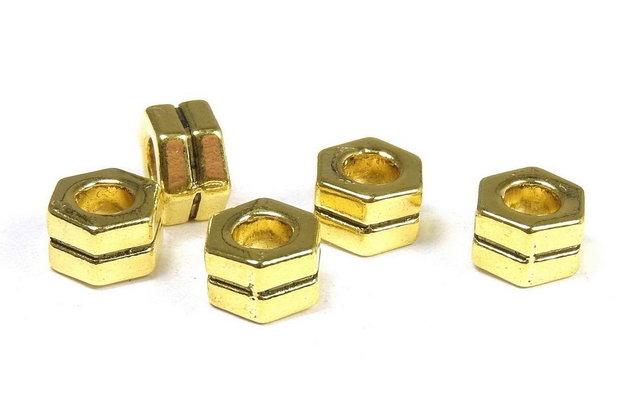 Margele din metal, auriu antichizat, 6x7 mm