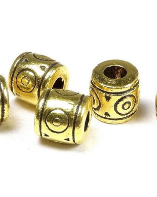 Margele din metal, auriu antichizat, 6x6.5 mm