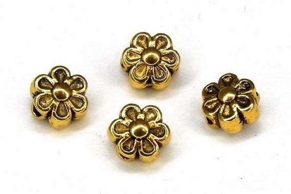 Margele din metal, auriu antichizat, 6.5x4.5 mm