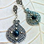 Cercei Boho Zamac argintat & onix negru