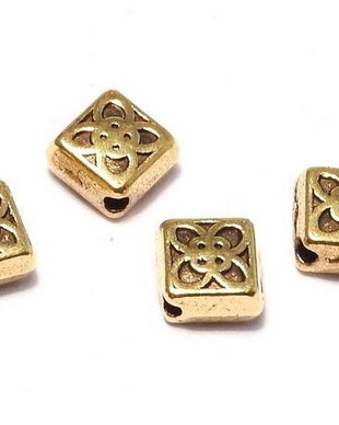 Margele din metal, auriu antichizat, 5x5 mm