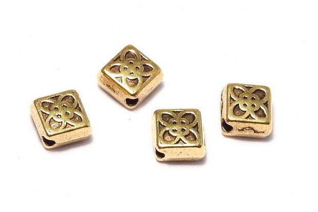 Margele din metal, auriu antichizat, 5x5 mm