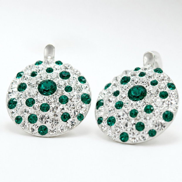 Cercei handmade cu cristale Chaton Queen Emerald & Crystal Argint 925