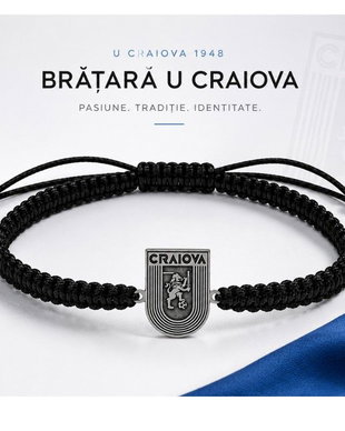 Bratara reglabila simbol Echipa preferata CS Universitatea Craiova  Argint 925