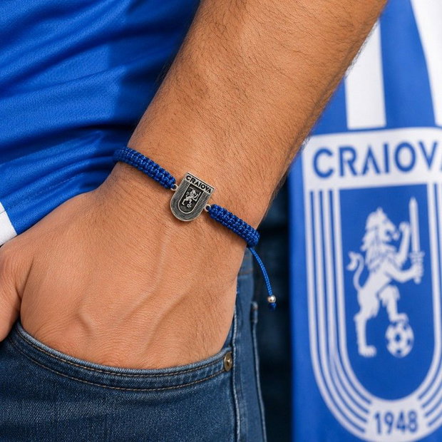 Bratara reglabila simbol Echipa preferata CS Universitatea Craiova  Argint 925