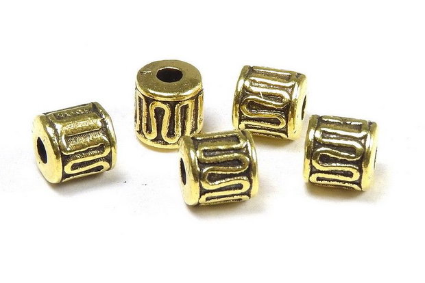 Margele din metal, auriu antichizat, 8x6 mm