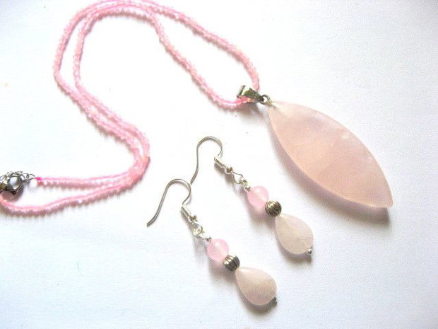 Set bijuterii cuart roz 52562