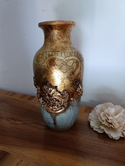 Strălucirea timpului vază ceramică unicat,cu foita aurie