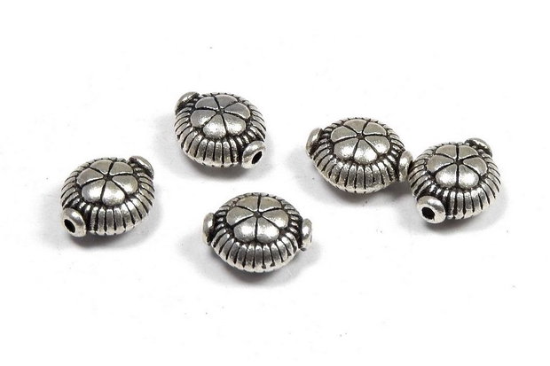 Margele din metal, argintiu antichizat, 9x8 mm