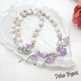 Colier Handmade cu Flori Mov și Mărgele Perlate  Eleganță și Farmec Romantic (cod1451)