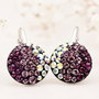 Cercei handmade cu cristale Chaton Ball Amethyst, tortite Leverback  Argint 925