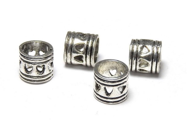 Margele din metal, argintiu antichizat, 7x6 mm