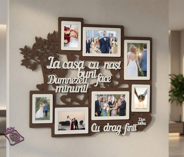 Tablou foto cu 7 poze,Pentru Nasii de nunta sau botez