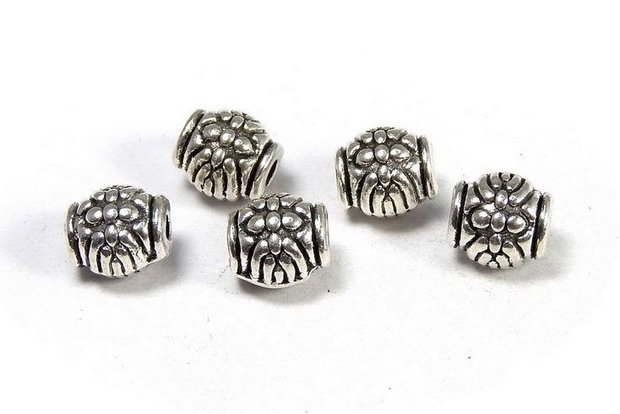 Margele din metal, argintiu antichizat, 6x6 mm
