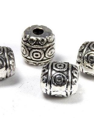 Margele din metal, argintiu antichizat, 6x6 mm