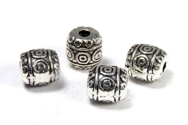 Margele din metal, argintiu antichizat, 6x6 mm