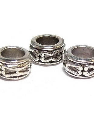 Distantier metalic, argintiu antichizat, 6x3 mm