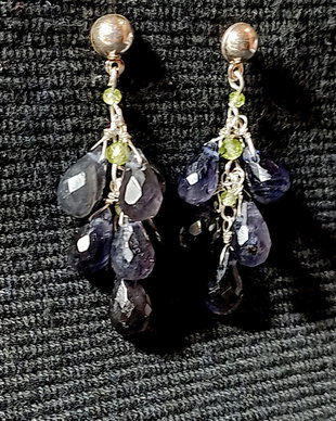 Cercei argint iolit peridot picaturi tije boho chic trendy