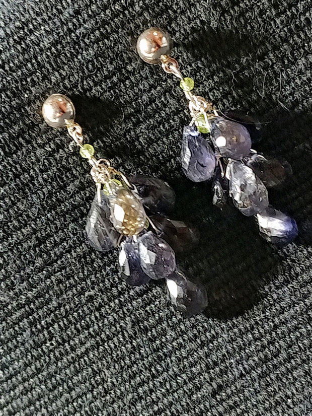 Cercei argint iolit peridot picaturi tije boho chic trendy