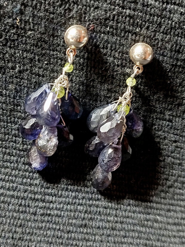Cercei argint iolit peridot picaturi tije boho chic trendy