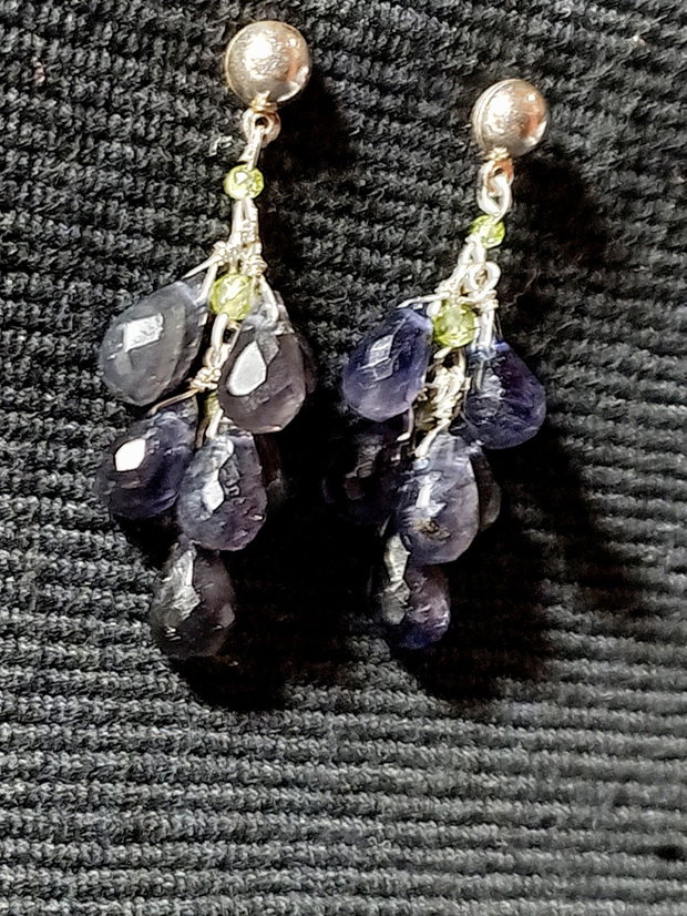 Cercei argint iolit peridot picaturi tije boho chic trendy