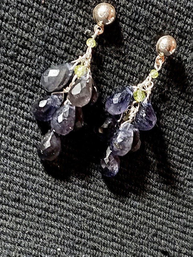 Cercei argint iolit peridot picaturi tije boho chic trendy