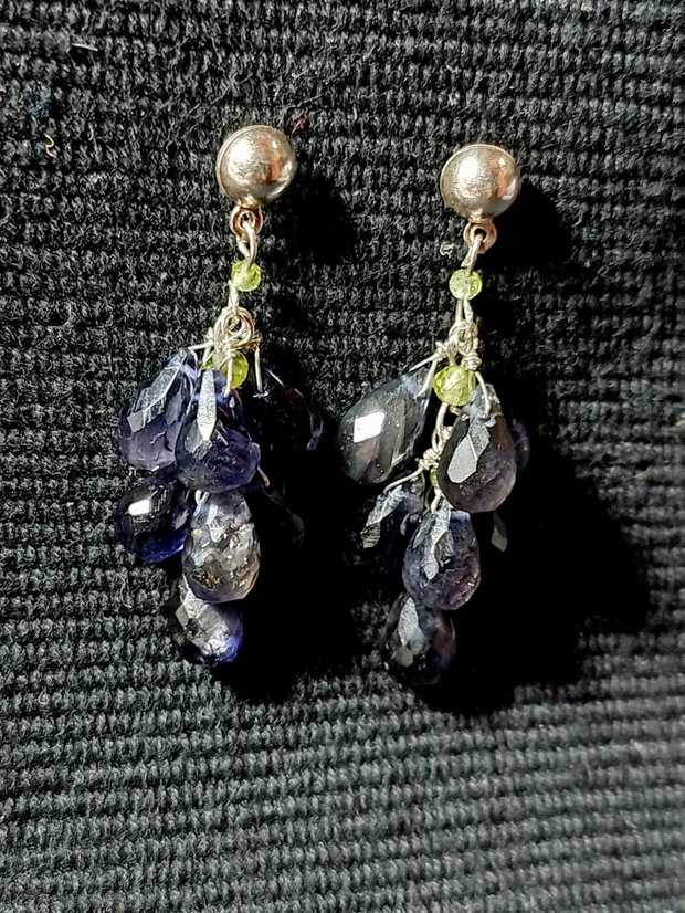 Cercei argint iolit peridot picaturi tije boho chic trendy