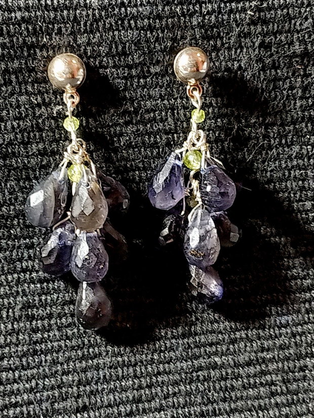 Cercei argint iolit peridot picaturi tije boho chic trendy