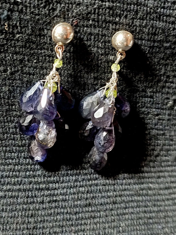 Cercei argint iolit peridot picaturi tije boho chic trendy