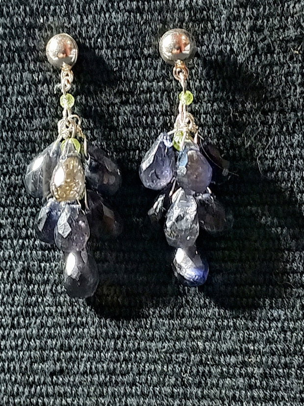 Cercei argint iolit peridot picaturi tije boho chic trendy