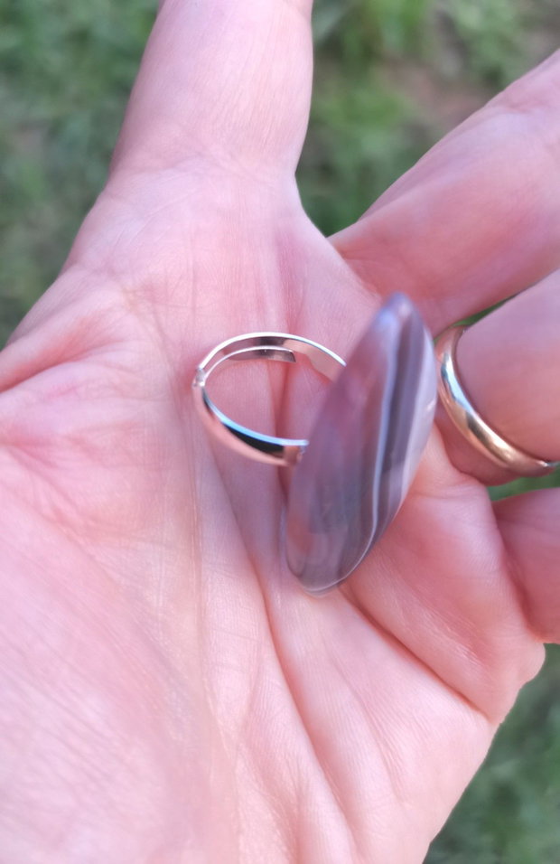 REZERVAT - Inel Agata Botswana si Argint 925 - IN1530 - Inel pietre semipretioase, inel reglabil, inel statement, cadou sotie, inel cadou, bijuterii cadou, bijuterii agate, cristale vindecatoare, cristaloterapie, cristale de colectie