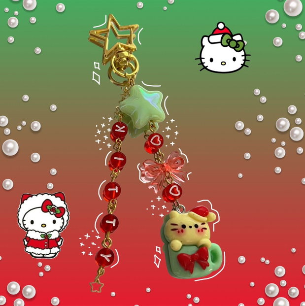 Breloc handmade Christmas Hello Kitty