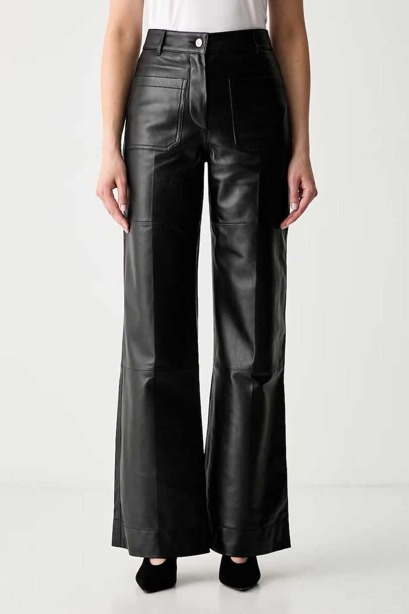 Victoria Beckham pantaloni pentru femei din piele Alina