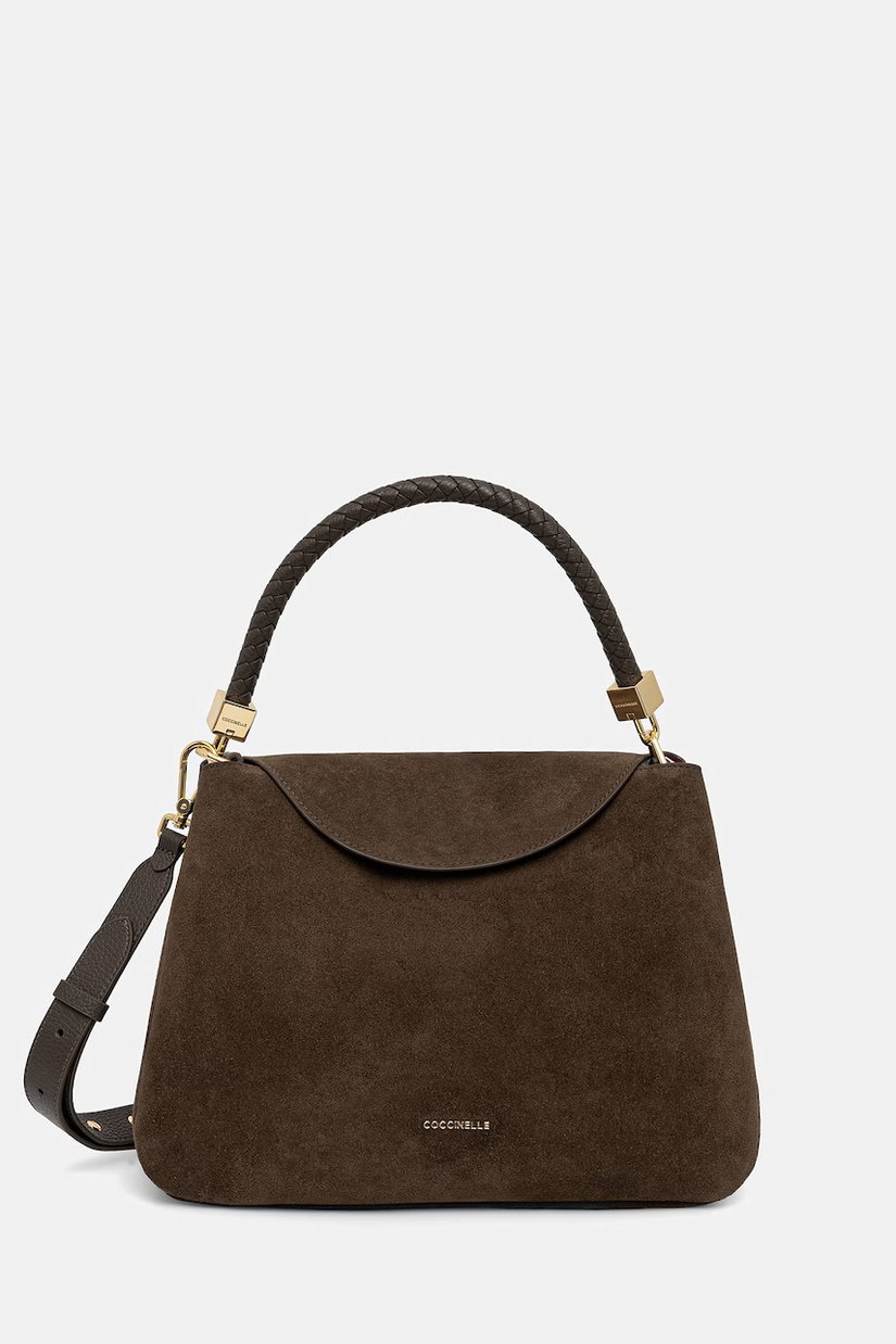 Coccinelle geantă crossbody pentru femei din piele întoarsă
