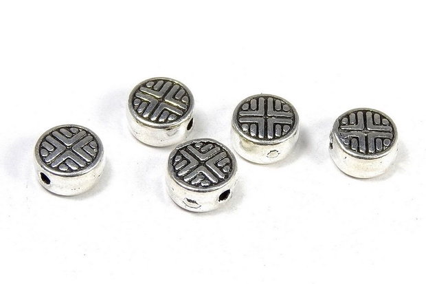 Margele din metal, argintiu antichizat, 6.3x3.5 mm