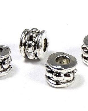 Margele din metal, argintiu antichizat, 5x6 mm