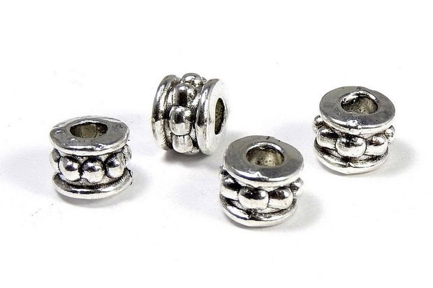Margele din metal, argintiu antichizat, 5x6 mm
