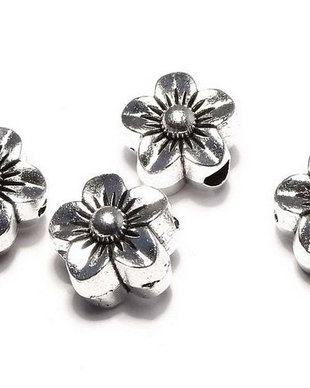 Margele din metal, argintiu antichizat, 12x10 mm