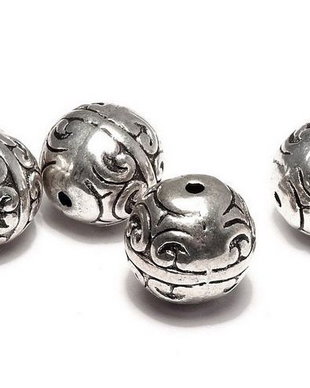 Margele din metal, argintiu antichizat, 12 mm