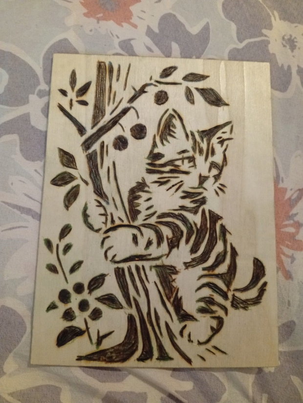 Tablouri Pirogravate Manual pe Lemn  Modele Pisicuțe unicat (Cadou deosebit)