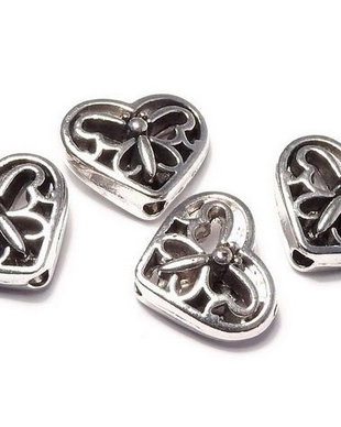 Margele din metal, argintiu antichizat, 10x12 mm