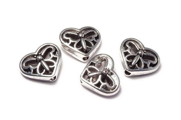 Margele din metal, argintiu antichizat, 10x12 mm