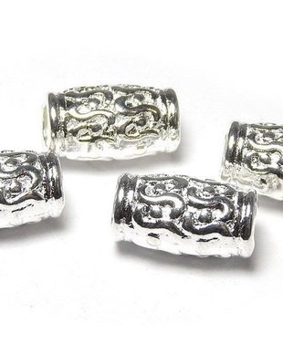 Margele din metal, argintii, 12x7 mm