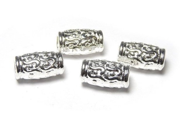 Margele din metal, argintii, 12x7 mm