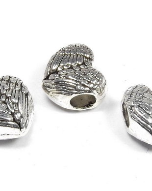 Margele din metal, argintiu antichizat,inimiora, 11x12 mm